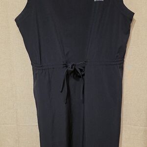 Columbia Black Midi Dress with Waist Tie